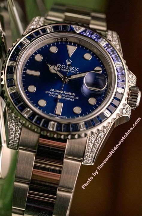 rolex dinna con diamanti sui numeri|Rolex Submariner Date Sapphire and Diamond Set Blue Dial.